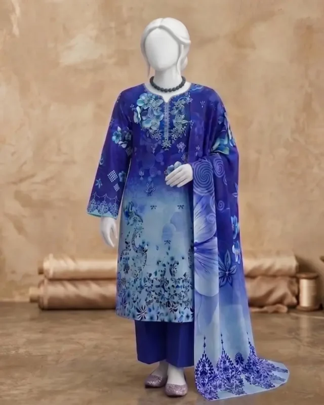 Modern 3 Piece Chikankari Ladies Clothing design