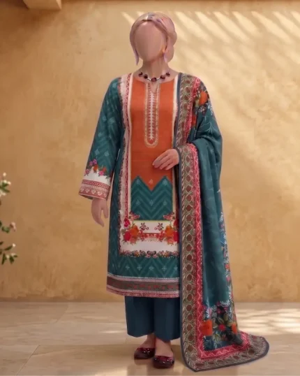 Versatile 3 piece printed lawn everyday outfit for women