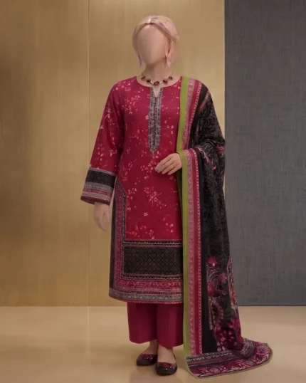 Comfortable 3 piece printed lawn Pakistani clothing for daily elegance