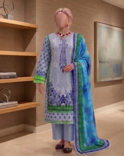 Decent 3 piece printed lawn seasonal wear for stylish comfort