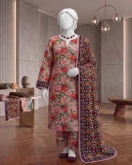 3 Piece Printed Doria Lawn Suit DR-3305